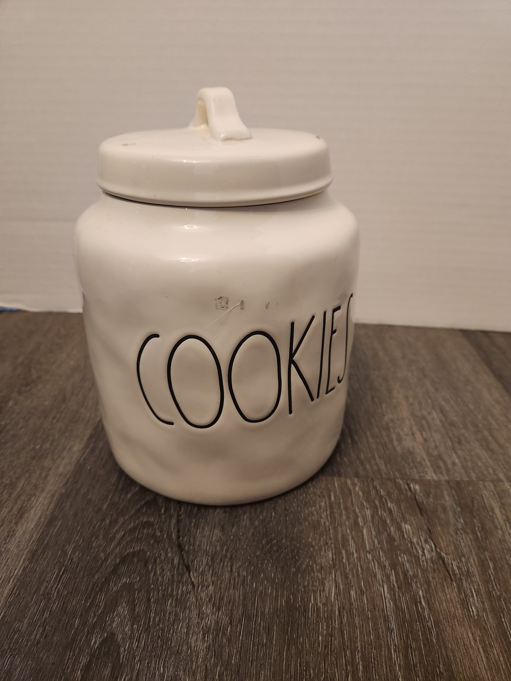 Rae Dunn White Ceramic "COOKIES" Canister with Black Lettering